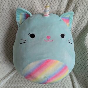 16" squishmallow Nicole large Caticorn teal and rainbow